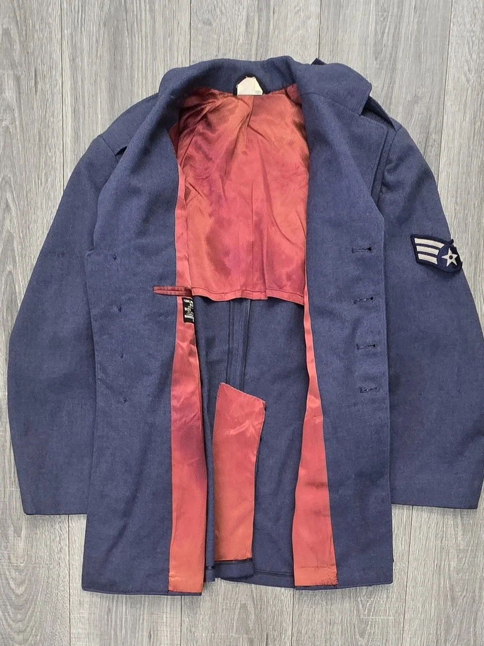 Vintage USAF Air Force Dress Blue Wool Service Coat 39XS Staff Sergeant Military
